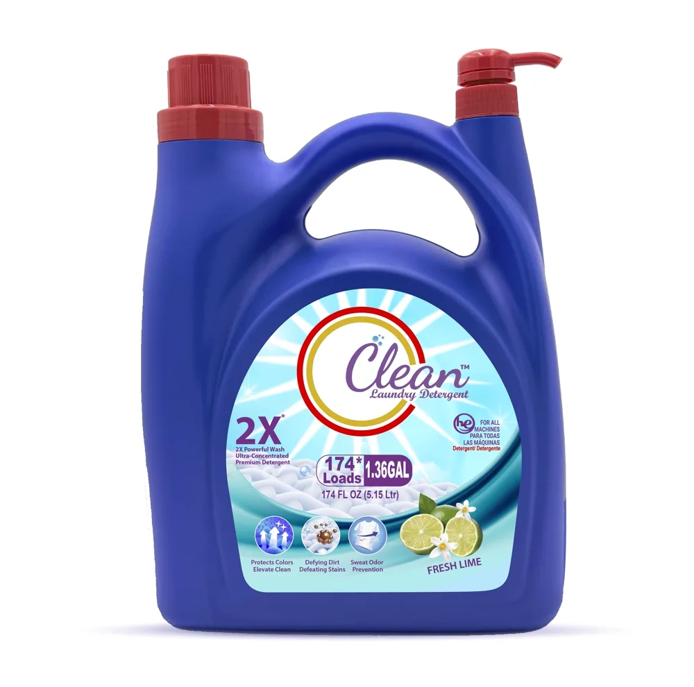 Clean liquid laundry detergent jug with pump, fresh lime, 174 loads